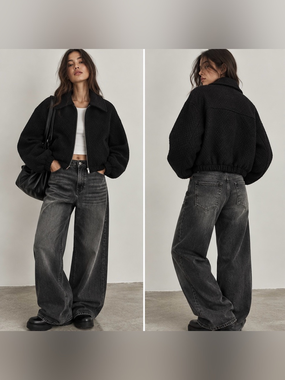 New! Matin Kim Volume Insulated Cat Sherring Black Bomber Jacket 🖤 Free Size